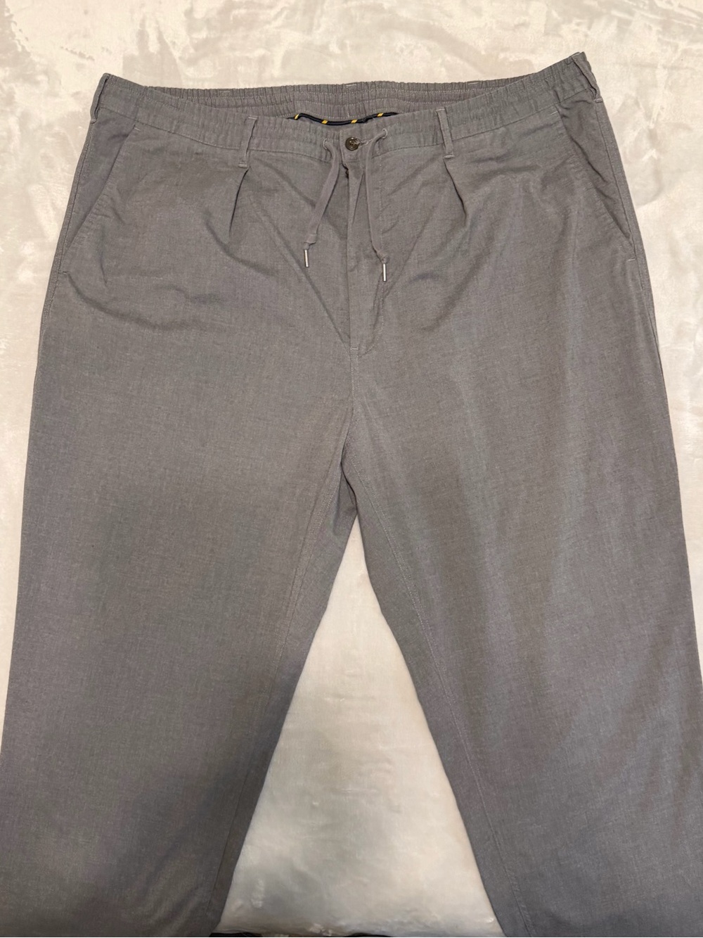 Polo by Ralph Lauren Men's Light Gray Drawstring Pleated Dress Pants